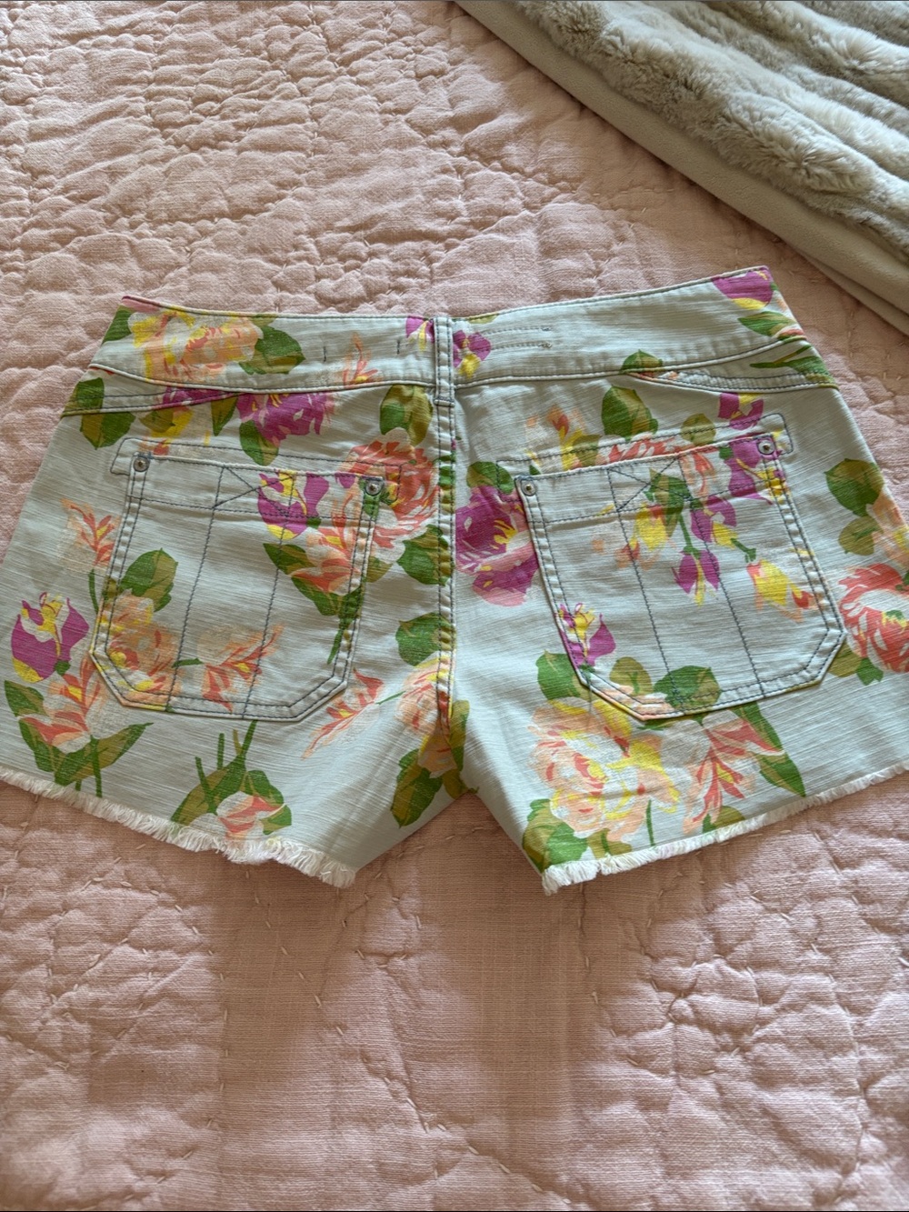 Pilcro Floral Print Shorts - Pink & Green - Picture 3 of 3